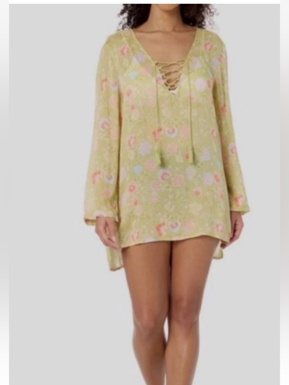 Billabong Floral Cover Up Summer Mini Dress Size M Tropical Vacation Beach